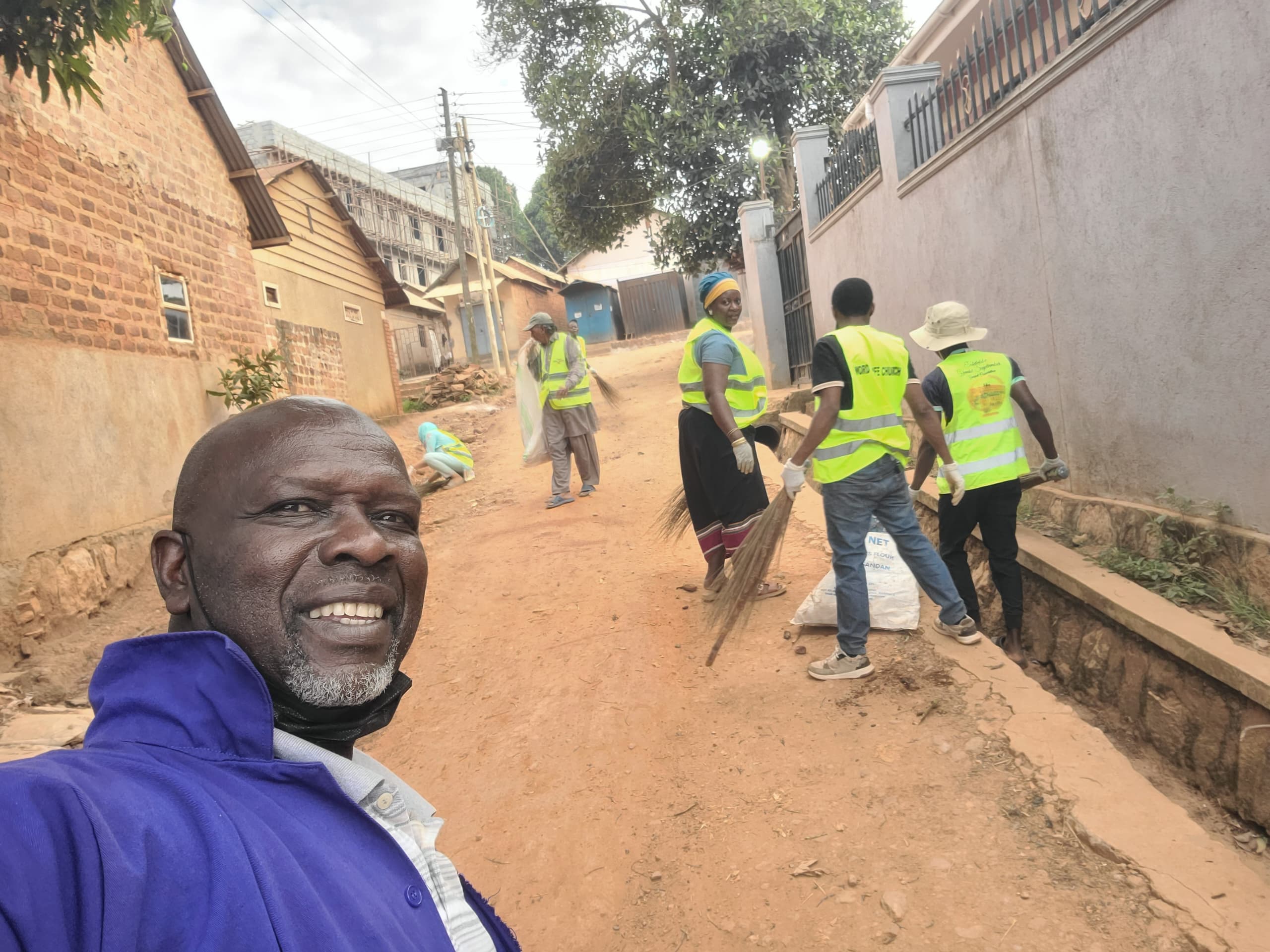 Church members cleaning the community