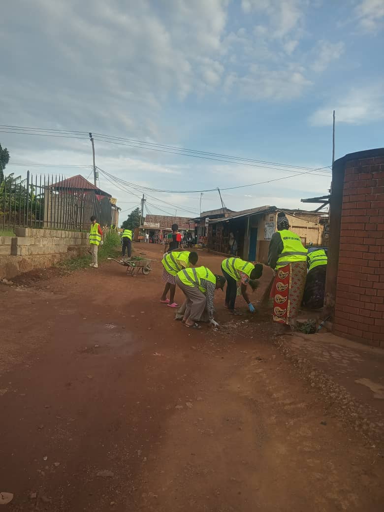 Community outreach team cleaning streets